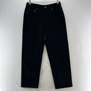 Talbots Jeans Size 2 Petite Stretch Velvet Straight Ankle Cotton Blend Black